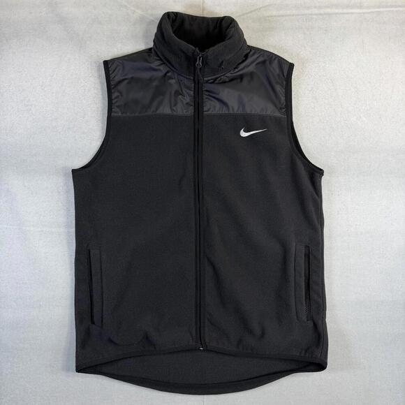 Nike Other - Nike Vest Mens Large Black Hooded Fleece Full Zip Athletic Jacket Hoodie 679418